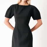 BLACK MIDNIGHT WOVEN MINI DRESS