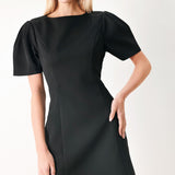 BLACK MIDNIGHT WOVEN MINI DRESS