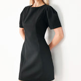 BLACK MIDNIGHT WOVEN MINI DRESS