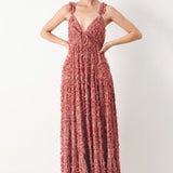 TWILIGHT ROSETTE WOVEN MAXI DRESS