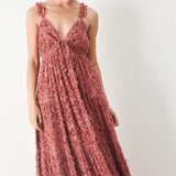 TWILIGHT ROSETTE WOVEN MAXI DRESS