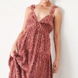 TWILIGHT ROSETTE WOVEN MAXI DRESS