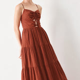 TERRACOTTA SUNSET WOVEN MAXI DRESS