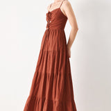 TERRACOTTA SUNSET WOVEN MAXI DRESS