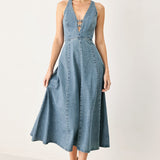 SUNDAY MUSE DENIM MIDI DRESS