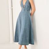SUNDAY MUSE DENIM MIDI DRESS