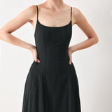 SHEER MIDNIGHT STORY WOVEN MIDI DRESS
