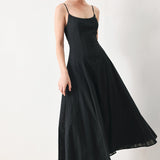 SHEER MIDNIGHT STORY WOVEN MIDI DRESS