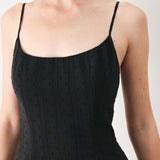 SHEER MIDNIGHT STORY WOVEN MIDI DRESS