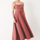 PEARL MOON WOVEN MIDI DRESS