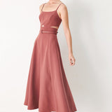 PEARL MOON WOVEN MIDI DRESS