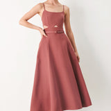 PEARL MOON WOVEN MIDI DRESS