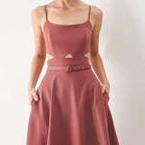 PEARL MOON WOVEN MIDI DRESS