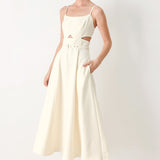 PEARL MOON WOVEN MIDI DRESS
