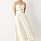 PEARL MOON WOVEN MIDI DRESS