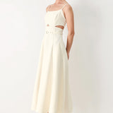 PEARL MOON WOVEN MIDI DRESS