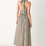 VACATION LINE STRIP WOVEN MIDI DRESS