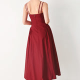 MIDNIGHT MERLOT WOVEN MIDI DRESS