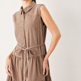 RUSTIC ROMANCE WOVEN MIDI DRESS
