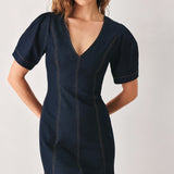 AFTER DARK DENIM MIDI DRESS