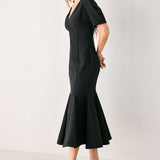 SOIRÉE PUFF WOVEN MIDI DRESS