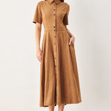 DARLING CAME FAUX SUEDE MIDI SHIRT DRESS