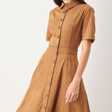 DARLING CAME FAUX SUEDE MIDI SHIRT DRESS