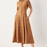 DARLING CAME FAUX SUEDE MIDI SHIRT DRESS