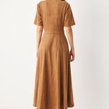 DARLING CAME FAUX SUEDE MIDI SHIRT DRESS