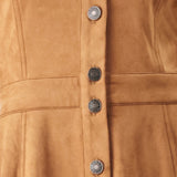 DARLING CAME FAUX SUEDE MIDI SHIRT DRESS