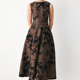 TRUFFLE BOTANIC GRACE WOVEN MIDI DRESS