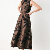 TRUFFLE BOTANIC GRACE WOVEN MIDI DRESS