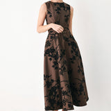TRUFFLE BOTANIC GRACE WOVEN MIDI DRESS