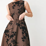 TRUFFLE BOTANIC GRACE WOVEN MIDI DRESS