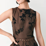 TRUFFLE BOTANIC GRACE WOVEN MIDI DRESS