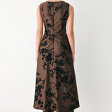 TRUFFLE BOTANIC GRACE WOVEN MIDI DRESS
