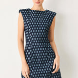 COOL GIRL CHECK JACQUARD DENIM MINI DRESS