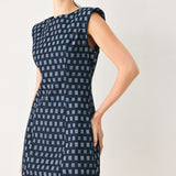 COOL GIRL CHECK JACQUARD DENIM MINI DRESS