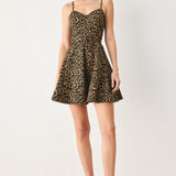LEOPARD SWEETHEART WOVEN MINI DRESS