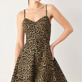 LEOPARD SWEETHEART WOVEN MINI DRESS