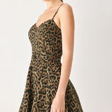 LEOPARD SWEETHEART WOVEN MINI DRESS