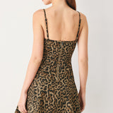 LEOPARD SWEETHEART WOVEN MINI DRESS