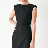 EBONY MODERN EDGE WOVEN MINI SHIFT DRESS