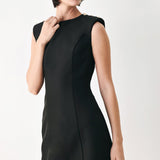 EBONY MODERN EDGE WOVEN MINI SHIFT DRESS