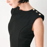 EBONY MODERN EDGE WOVEN MINI SHIFT DRESS