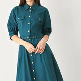EVERYDAY TAILORED WOVEN MIDI DRESS