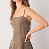 COFFEE BEAN SWING WOVEN MIDI DRESS
