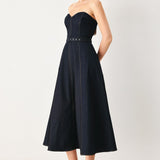 ICONIC INDIGO DENIM MIDI DRESS