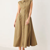 MOCHA MUSE WOVEN MIDI DRESS