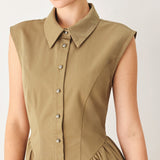 MOCHA MUSE WOVEN MIDI DRESS